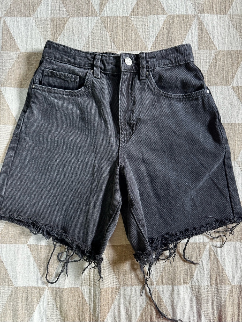Size 2 Cotton On Black Distressed High-Rise Denim shorts